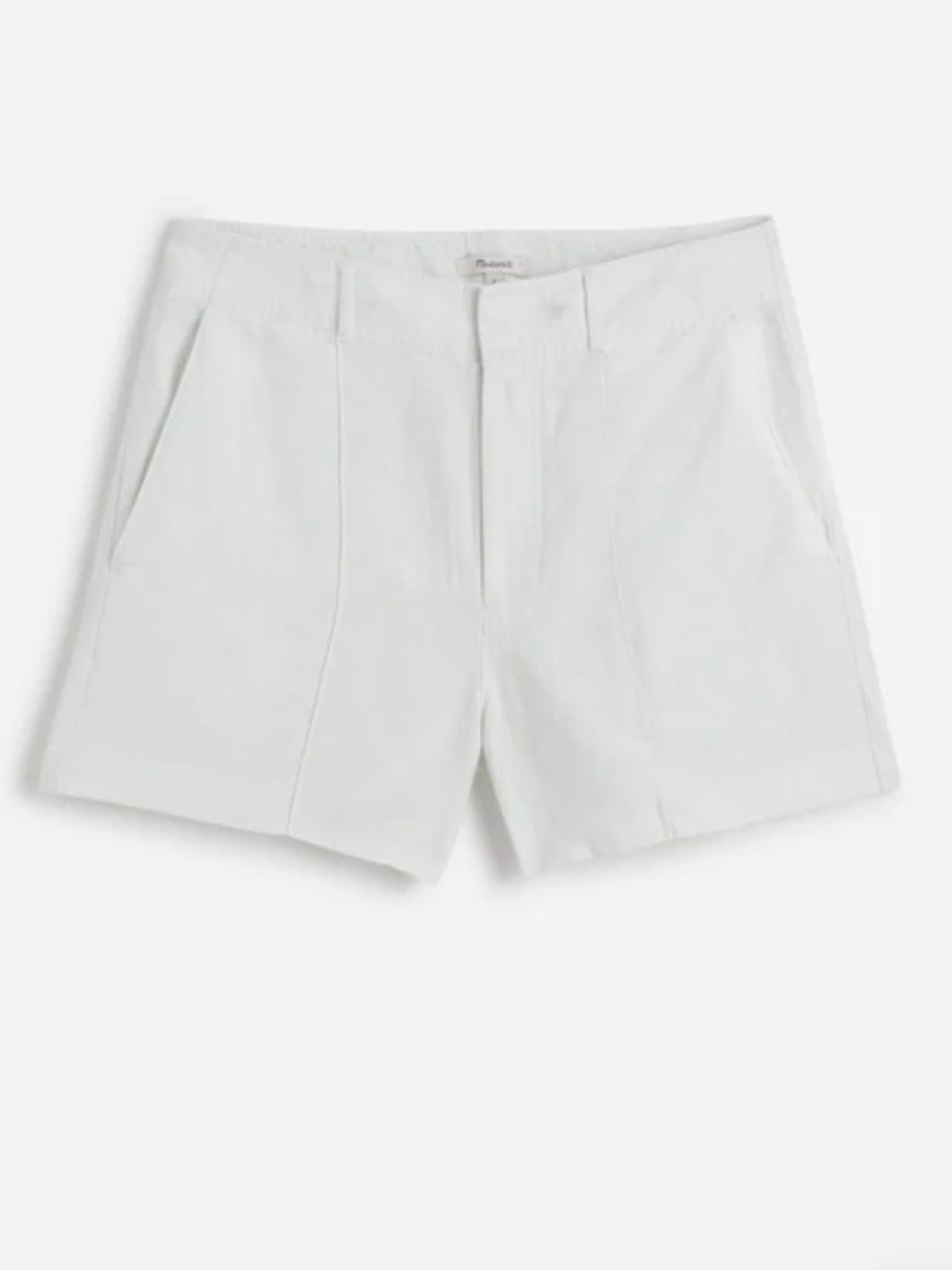 Madewell Women's White Flat-Front Cotton Shorts